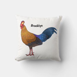 Sri Lankan junglefowl bird cartoon illustration  Cushion