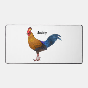 Sri Lankan junglefowl bird cartoon illustration Desk Mat