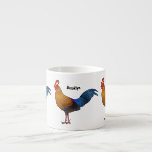 Sri Lankan junglefowl bird cartoon illustration Espresso Cup