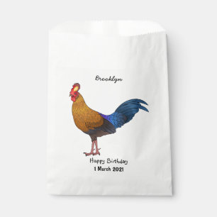 Sri Lankan junglefowl bird cartoon illustration Favour Bag