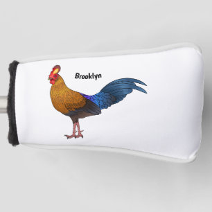 Sri Lankan junglefowl bird cartoon illustration Golf Head Cover