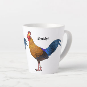 Sri Lankan junglefowl bird cartoon illustration Latte Mug