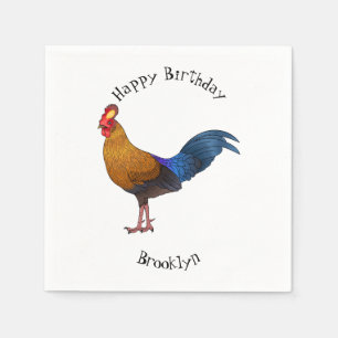 Sri Lankan junglefowl bird cartoon illustration Napkin