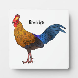 Sri Lankan junglefowl bird cartoon illustration Plaque