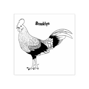Sri Lankan junglefowl bird cartoon illustration Rubber Stamp