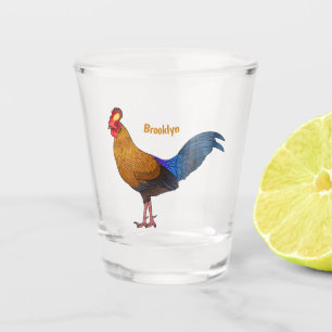Sri Lankan junglefowl bird cartoon illustration Shot Glass