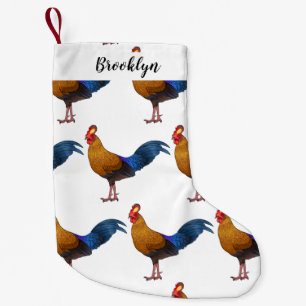 Sri Lankan junglefowl bird cartoon illustration Small Christmas Stocking