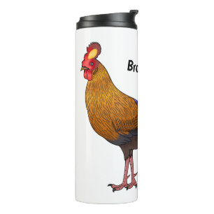Sri Lankan junglefowl bird cartoon illustration Thermal Tumbler