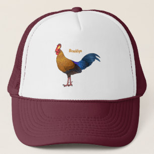 Sri Lankan junglefowl bird cartoon illustration Trucker Hat