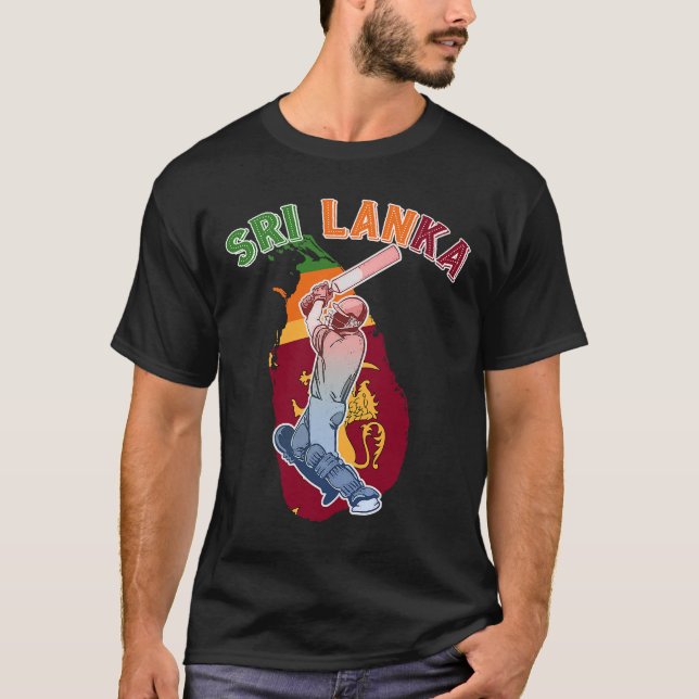 Sri Lankan Lion Cricket Fans_ Sri Lanka Batsman T- T-Shirt (Front)