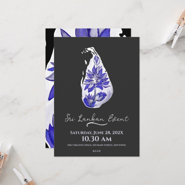 Sri Lankan map in graffiti style  Invitation (Front/Back In Situ)