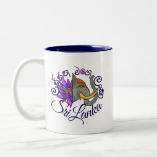 Sri Lankan souvenirs with Elephant and Lotus Two-Tone Coffee Mug