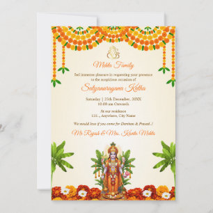 Sri Satyanarayan Bhagwan Puja Invitation Card