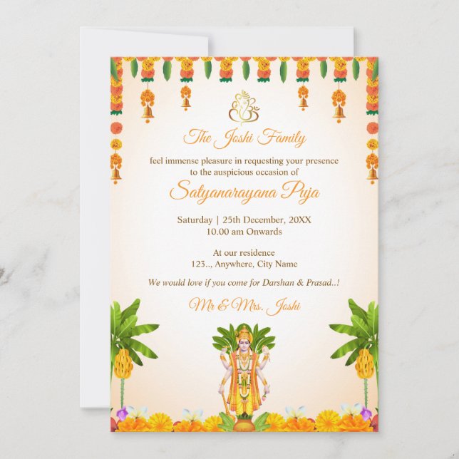 Sri Satyanarayan Katha Invitation Card (Front)