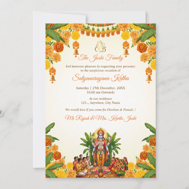 Sri Satyanarayan Katha Invitation Card (Front)