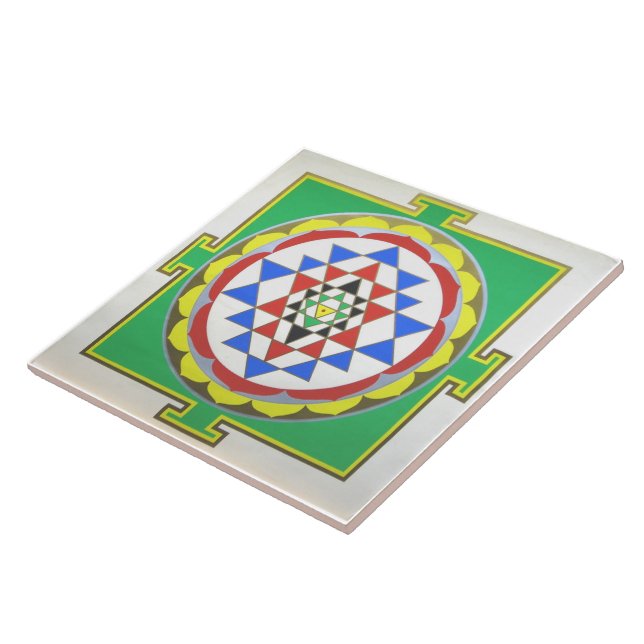 Sri Yantra - Accurate Colors Ceramic Tile (Side)