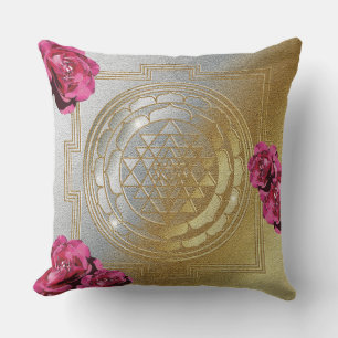 SRI YANTRA and the Scent Of Roses II - Pillow