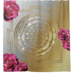 Sri Yantra and the Scent Of Roses II - Shower Curt Curtain
