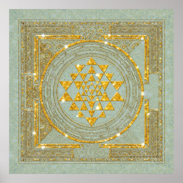 Sri Yantra Golden Glitter - Poster (Front)