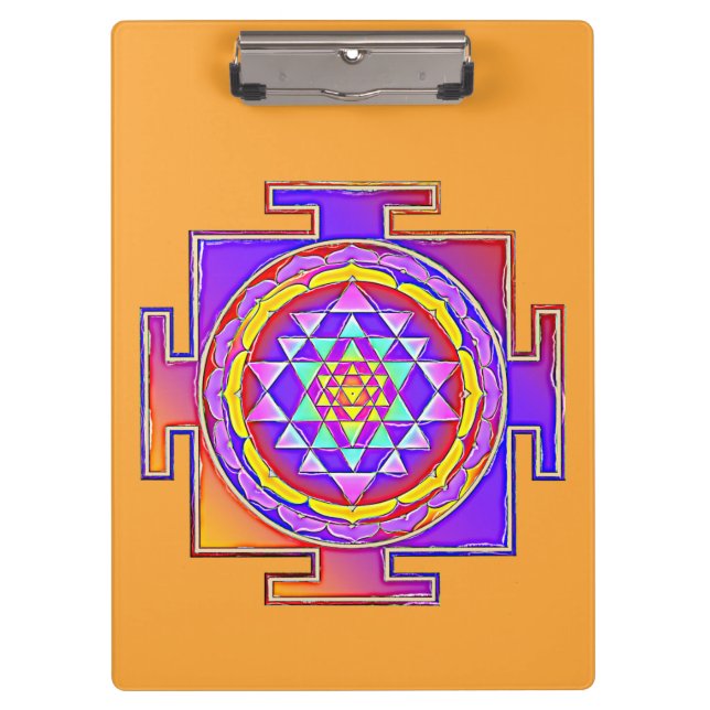 Sri Yantra - Hinduism Symbol Design 1 Clipboard (Front)