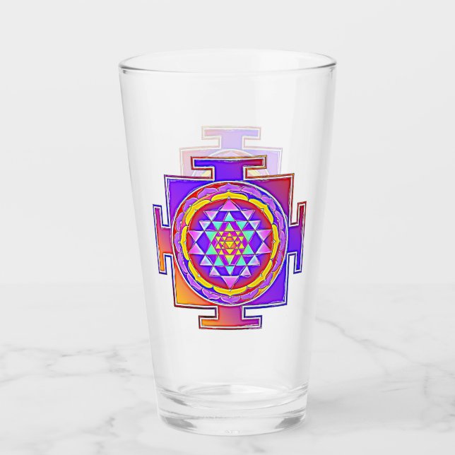 Sri Yantra - Hinduism Symbol Design 1 Glass (Front)