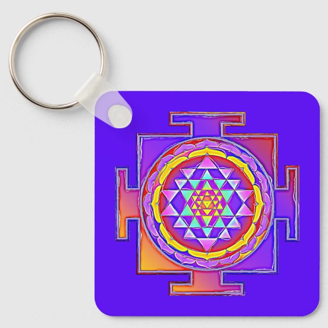 Sri Yantra - Hinduism Symbol Design 1 Key Ring (Front)
