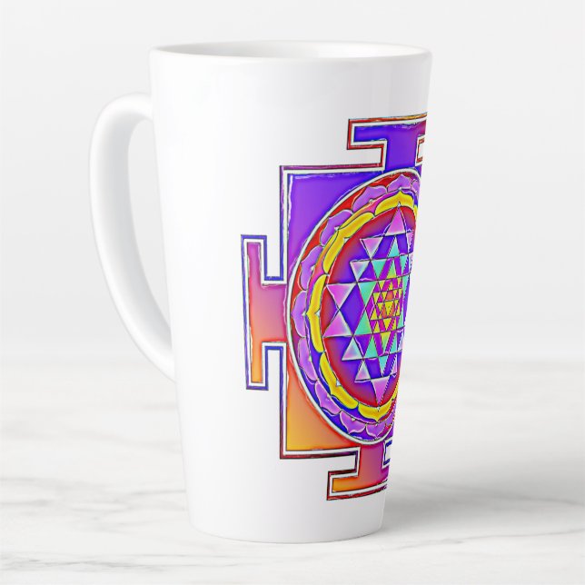 Sri Yantra - Hinduism Symbol Design 1 Latte Mug (Left Angle)