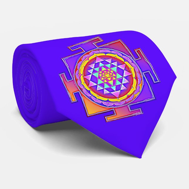 Sri Yantra - Hinduism Symbol Design 1 Tie (Rolled)