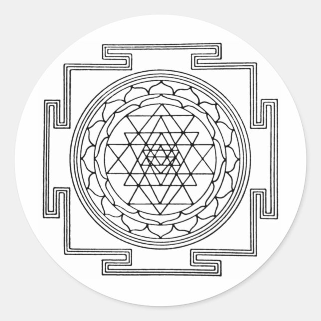Sri Yantra Mandala Classic Round Sticker (Front)