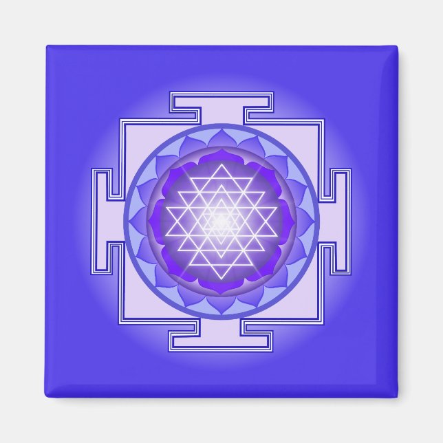 Sri Yantra Mandala Purple and Blue Magnet (Front)