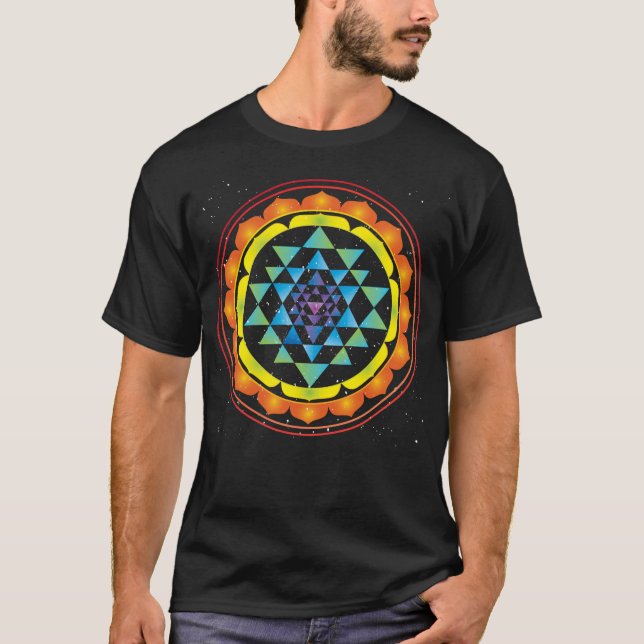 Sri Yantra Mystical Sacred Geometry Symbol T-Shirt (Front)