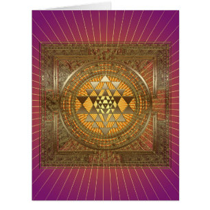 Sri Yantra Purple Sun - Greeting Card