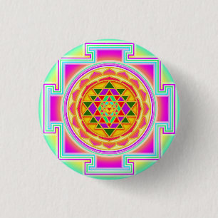 Sri Yantra Sacred Geometry 3 Cm Round Badge