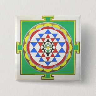 Sri Yantra Sacred Geometry - Accurate Colors 15 Cm Square Badge