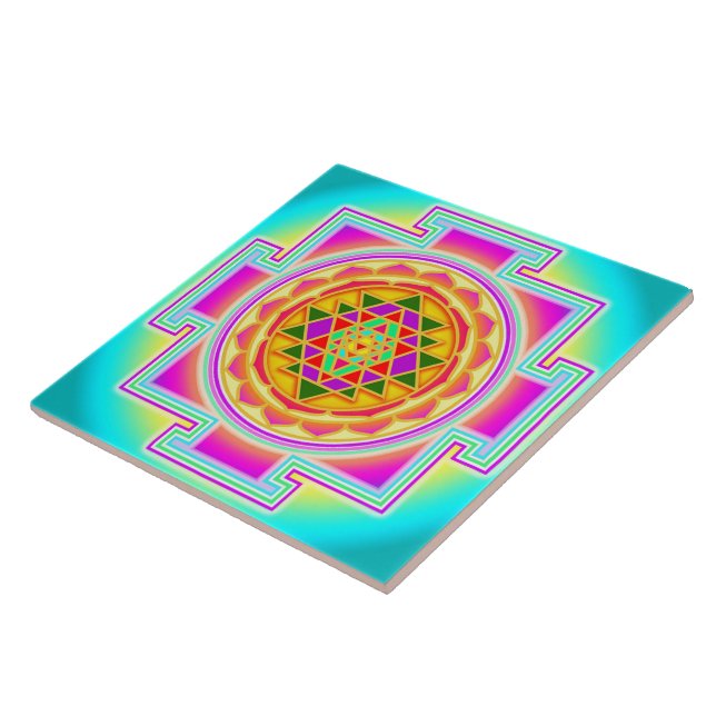Sri Yantra Sacred Geometry Ceramic Tile (Side)