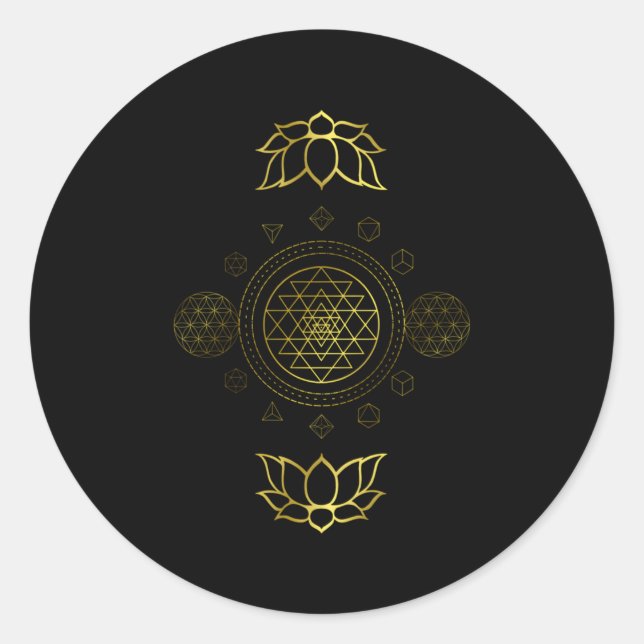Sri Yantra Sacred Geometry Dala Classic Round Sticker (Front)