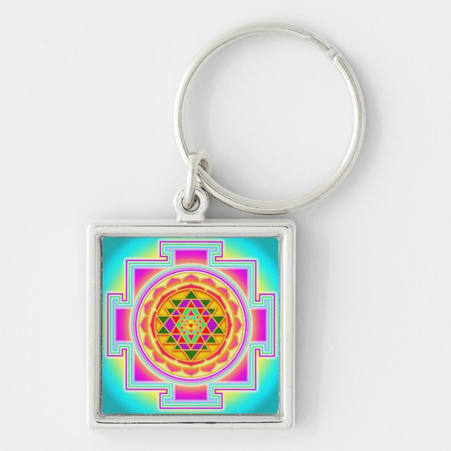 Sri Yantra Sacred Geometry Key Ring (Front)