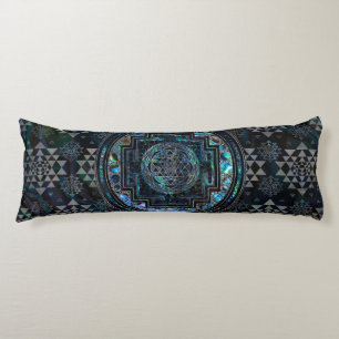 Sri Yantra  / Sri Chakra Abalone Shell and Silver Body Cushion