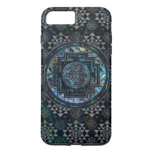 Sri Yantra  / Sri Chakra Abalone Shell and Silver iPhone 8 Plus/7 Plus Case