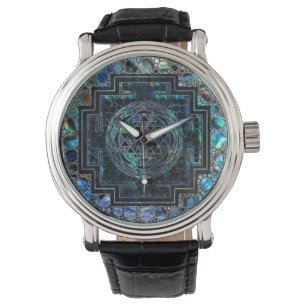 Sri Yantra  / Sri Chakra Abalone Shell and Silver Watch