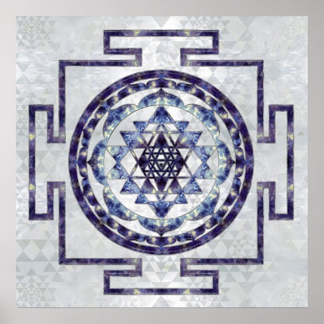 Sri Yantra  / Sri Chakra Gemstone and pearl Poster (Front)