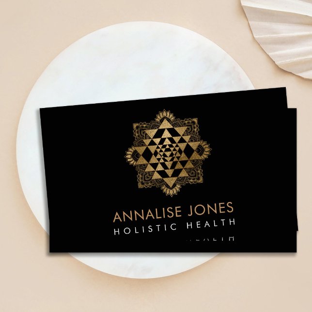 Sri Yantra  / Sri Chakra Golden in Lotus shape Business Card (Creator Uploaded)