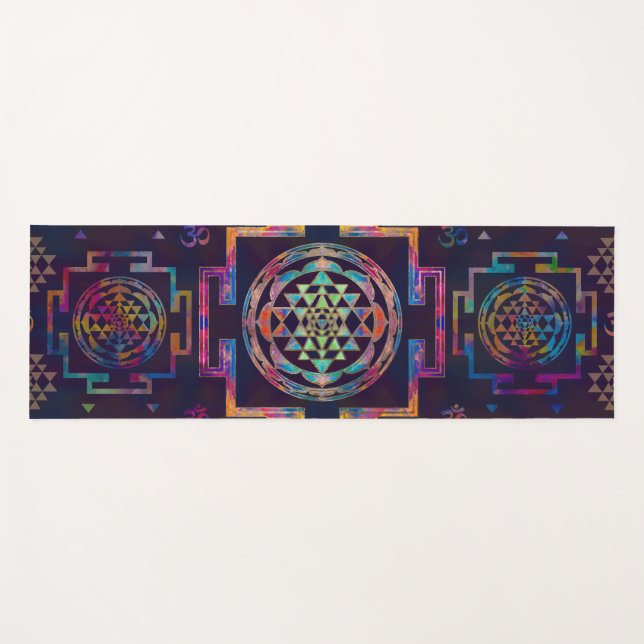 Sri Yantra  / Sri Chakra in colour Yoga Mat (Front (Horizontal))