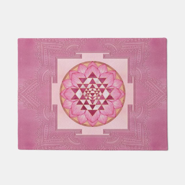 Sri Yantra / Sri Chakra in lotus Doormat (Front)
