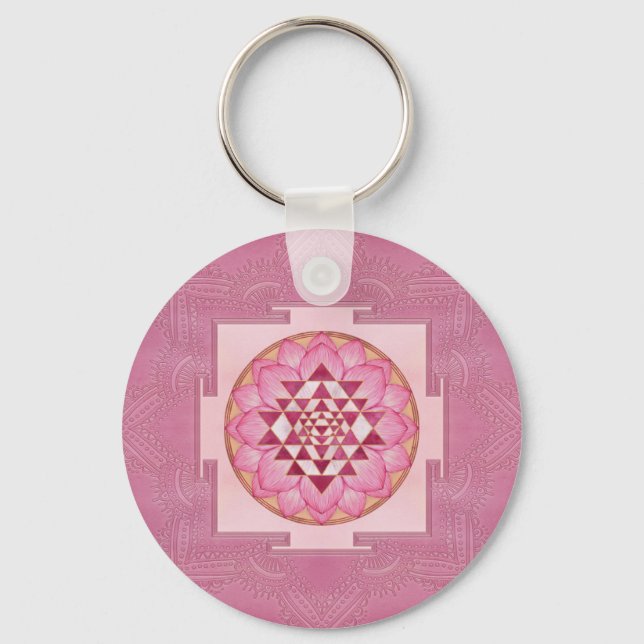 Sri Yantra  / Sri Chakra in lotus Key Ring (Front)