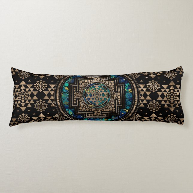 Sri Yantra  / Sri Chakra Marble and Gold Body Cushion (Front)