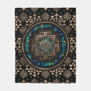 Sri Yantra  / Sri Chakra Marble and Gold Fleece Blanket