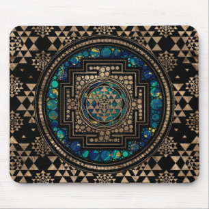 Sri Yantra / Sri Chakra Marble and Gold Mouse Pad