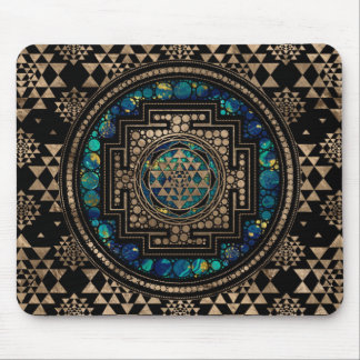 Sri Yantra / Sri Chakra Marble and Gold Mouse Pad