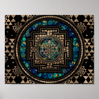 Sri Yantra / Sri Chakra Marble and Gold Poster